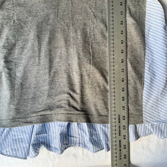 Deletta Women’s Short Sleeve Screw Neck Blouse size S, Gray & Blue - Picture 5 of 8